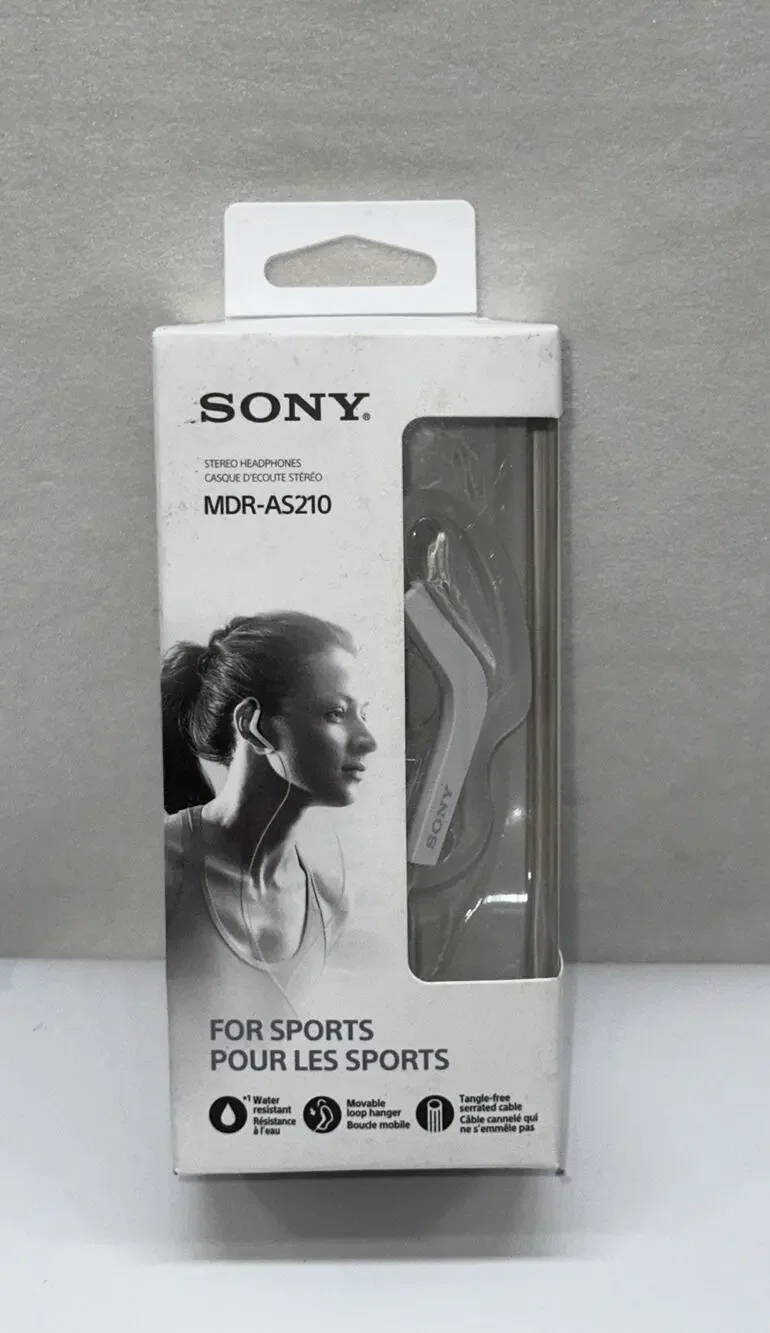 Sony Light Weight / Clip-On Stereo Headphones Model MDR-AS210 Water Resistant